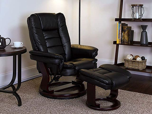 Flash Furniture Contemporary Leather Recliner and Ottoman
