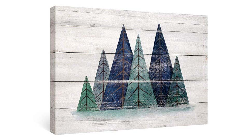 Geometric Mountains Watercolor Painting on Canvas