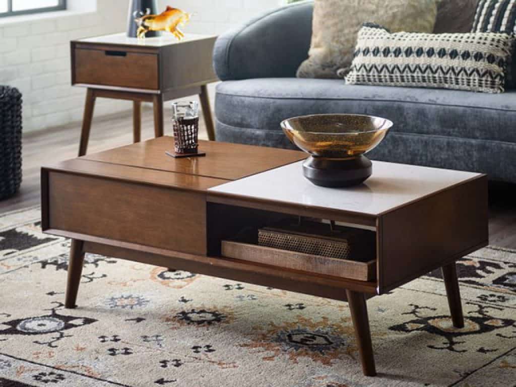 Belham Living Campbell Mid Century Modern Lift Top Marble Coffee Table