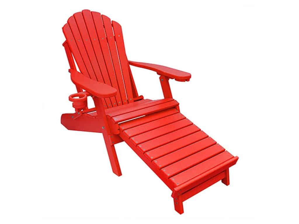 ECCB Outdoor Outer Banks Deluxe Oversized Poly Lumber Folding Adirondack Chair with Integrated Footrest