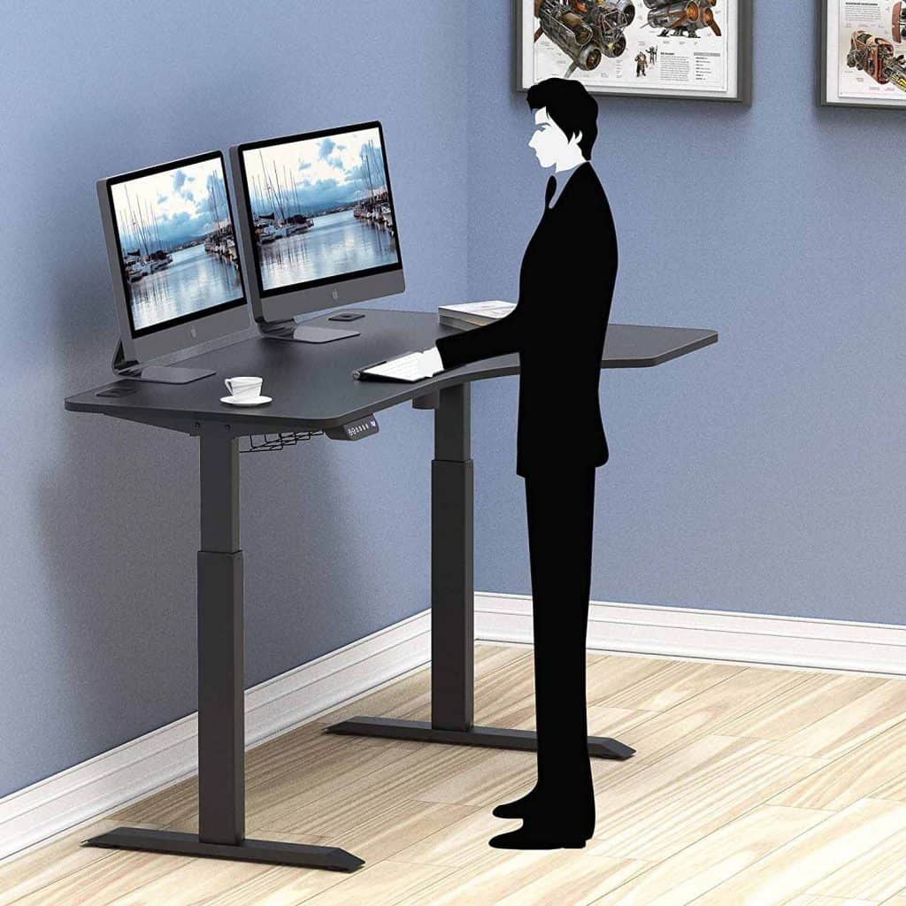 SHW 55-Inch Large Electric Height Adjustable Computer L-Shaped Desk