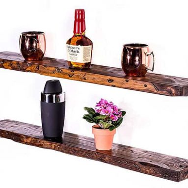 Distressed Wood Floating Shelves