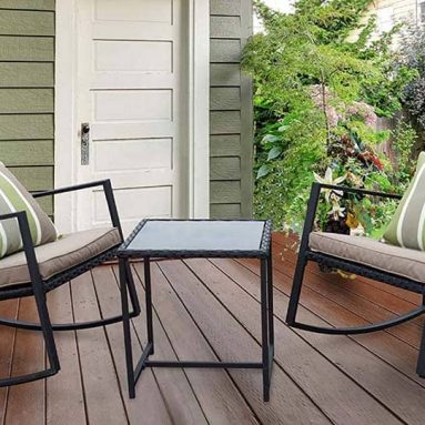 Kozyard Moana Outdoor 3-Piece Rocking Wicker Bistro Set