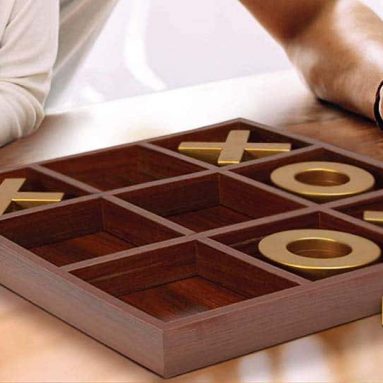 Large Wooden Tic-Tac-Toe Board Game