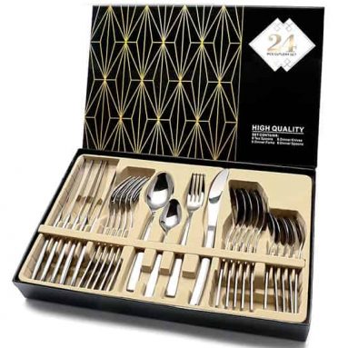 Modern Silverware Set with Gift Box