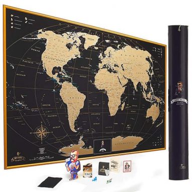 Scratch Off World Map with US States