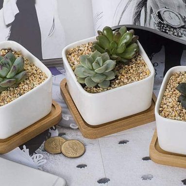 White Square Ceramic Plant Pot